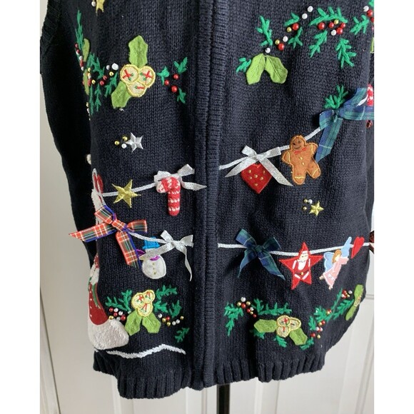 Vintage Planet & Company Woman 1X Christmas Sweater Vest Full Zip Santa - Picture 8 of 16